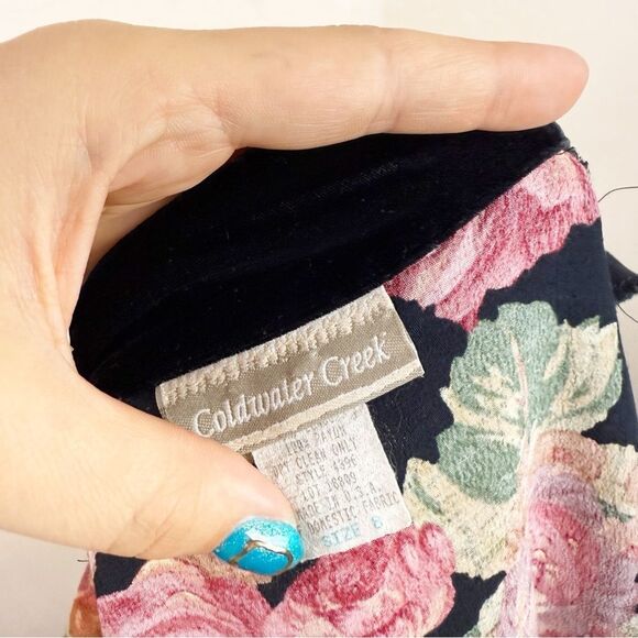 Vintage 90s Floral Crop Fall Cardigan Sweater Goth Medium - Picture 8 of 8